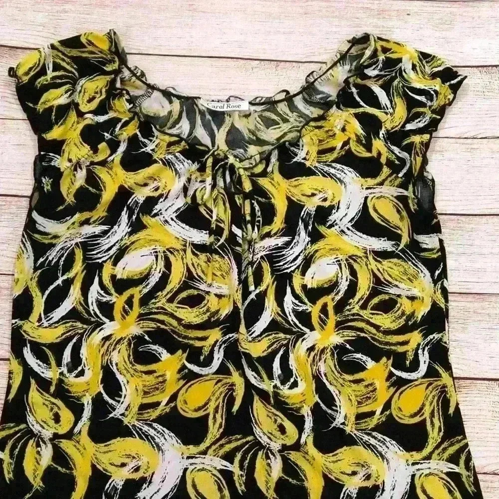Carol Rose Yellow Black Blouse
